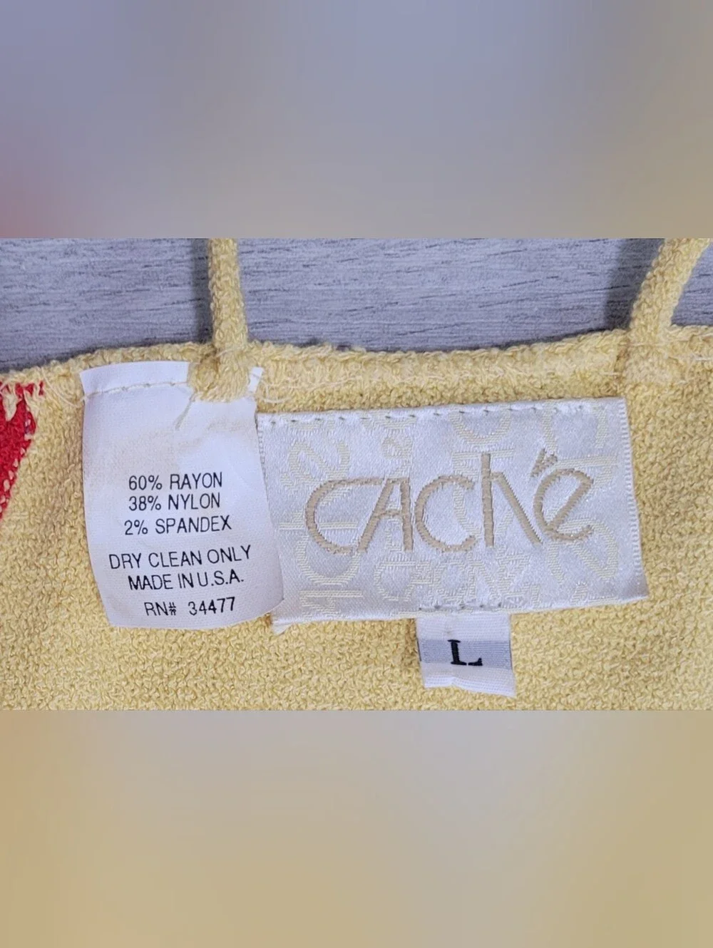 Vintage 90s Y2K Cache Yellow Beaded Fringe Open Back Cami Crop Top Large - Picture 8 of 13